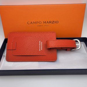 Campo Marzio Designer Pebbled Luxury Leather Luggage Tag- Orange